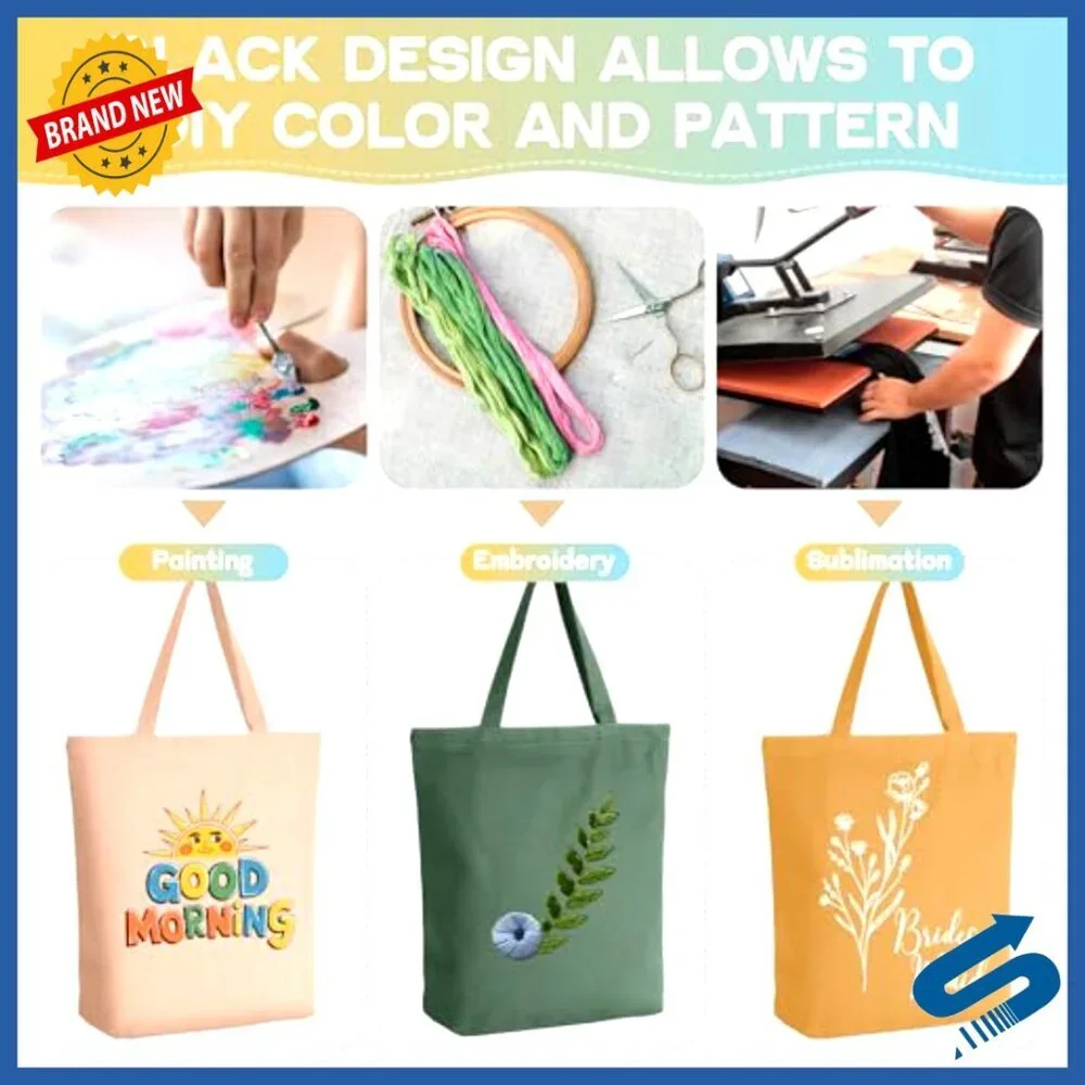 Reusable Canvas Tote Bags Bulk Zipper Foldable Grocery Shopping Chic